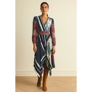 Anthropologie Moulinette Soeurs Patchwork Handkerchief Dress 2P Equestrian